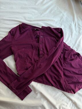 Burgundy Long Sleeve Romper